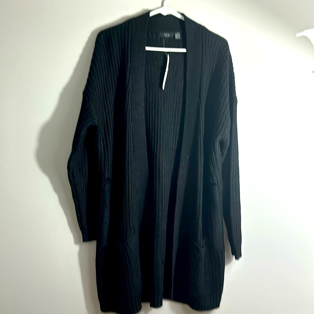 RDI Long distressed, black cardigan, size XL NWT
